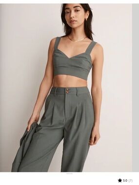 Madewell Pleated Tapered Pants in Architect Green | Size 6